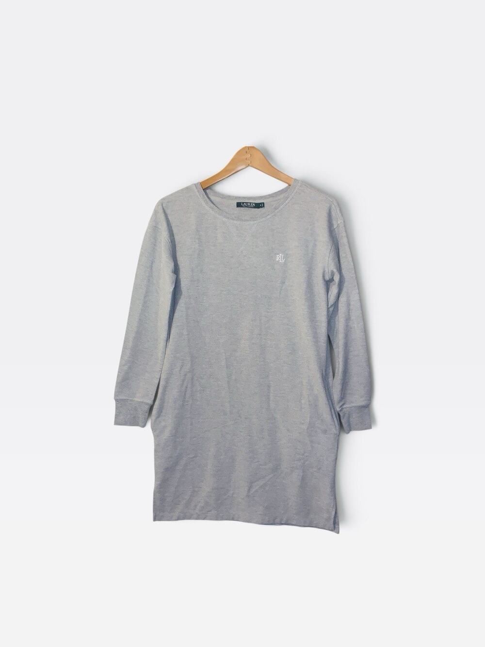 Lauren Ralph Lauren Womens Gray Pique Sweatshirt Dress Long Sleeve Pockets S
